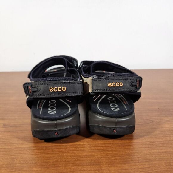 Ecco Yucatan Sandals Men's Black Tan Leather Comfort EU 45 US 11 Hook & Loop - Picture 4 of 12
